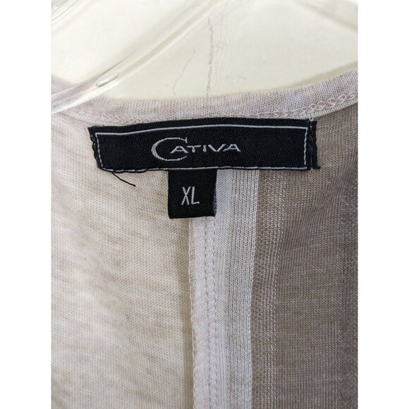 Cativa Lagenlook Dress Womens Size XL Mixed Media Sleeveless Neutrals Beige Boho - Picture 5 of 7